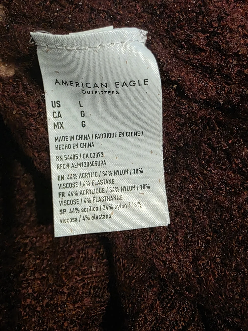 American Eagle Burgundy Striped Chunky Knit V-Neck Oversized Dolman Sweater L
